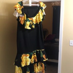Black and yellow 2pc off the shoulder dress